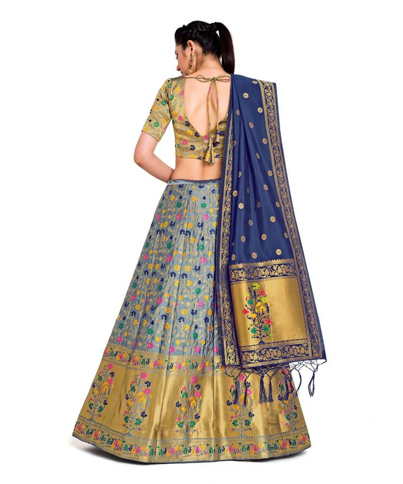 multicolor art silk ethnic lehengas