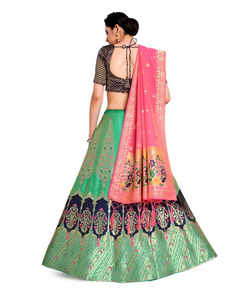 multicolor art silk ethnic lehengas
