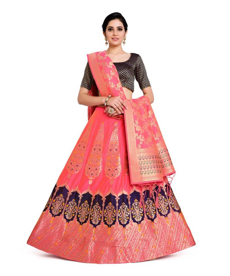 multicolor art silk ethnic lehengas