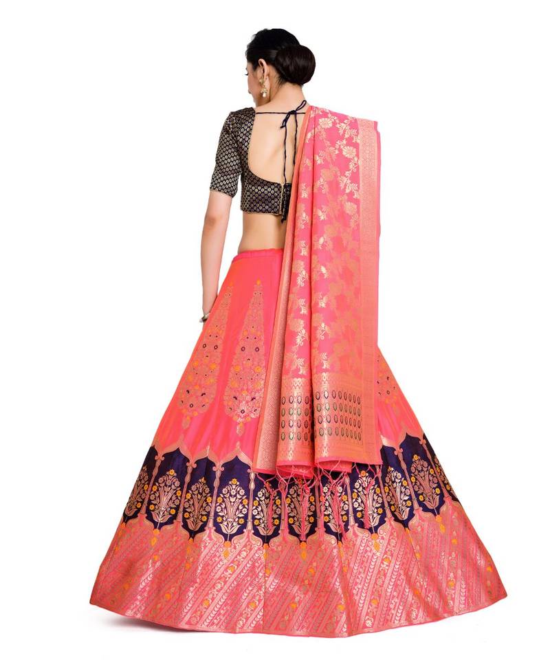 multicolor art silk ethnic lehengas