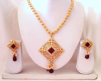 Polki Gold Plated Pendant Set 