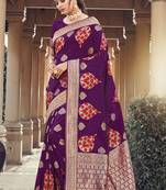 Violet Silk Sirki Work Traditional Saree