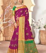 Purple Silk Woven Work Traditional Saree