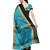 Women's  turquoise Cotton Silk Foil Printed saree with blouse piece