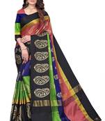 Women's  multicolor Cotton Silk Foil Printed saree with blouse piece