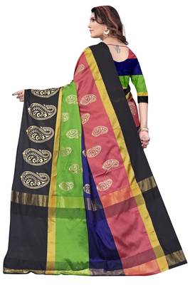 Women's  multicolor Cotton Silk Foil Printed saree with blouse piece 2