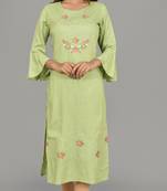 Shell Green women Bell Sleeves Kurta 