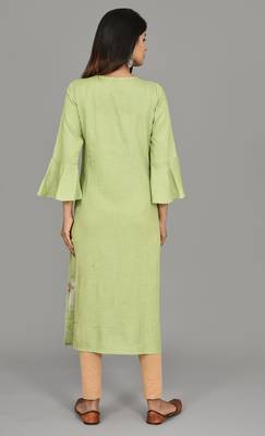 Shell Green women Bell Sleeves Kurta  2