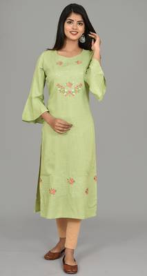 Shell Green women Bell Sleeves Kurta  3