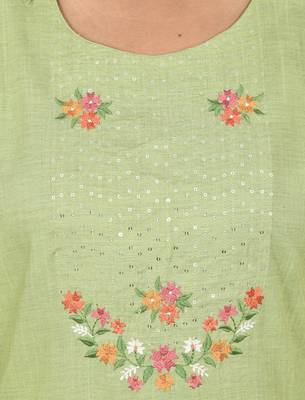Shell Green women Bell Sleeves Kurta  4