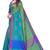 Women's  Blue Cotton Silk Foil Printed saree&Havey Belt with blouse piece