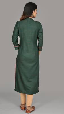 Dark Green Women Embroidered  Straight Kurta   2