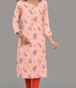 Pink Color phull patti design saganeri embroidery kurta