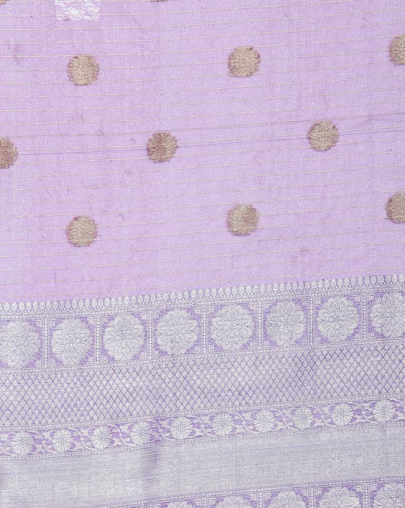 blue Oraganza Silk Banarasi Zari Booti Skirt Border Saree