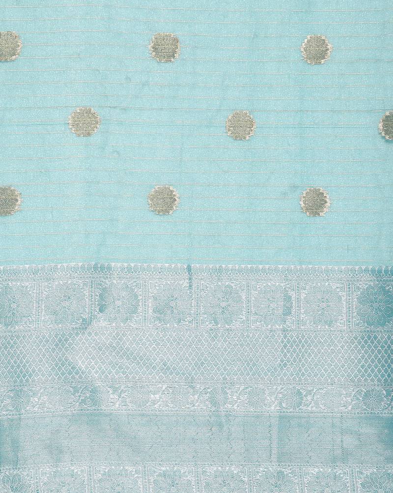 red Oraganza Silk Banarasi Zari Booti Skirt Border Saree