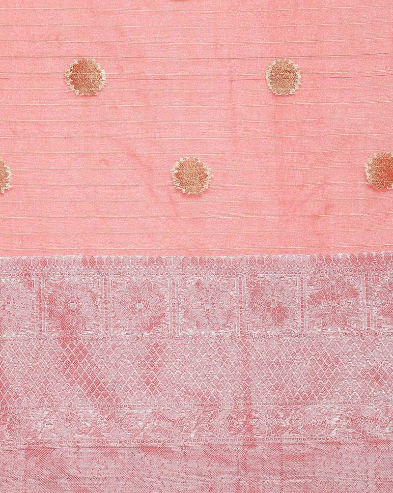 yellow Oraganza Silk Banarasi Zari Booti Skirt Border Saree