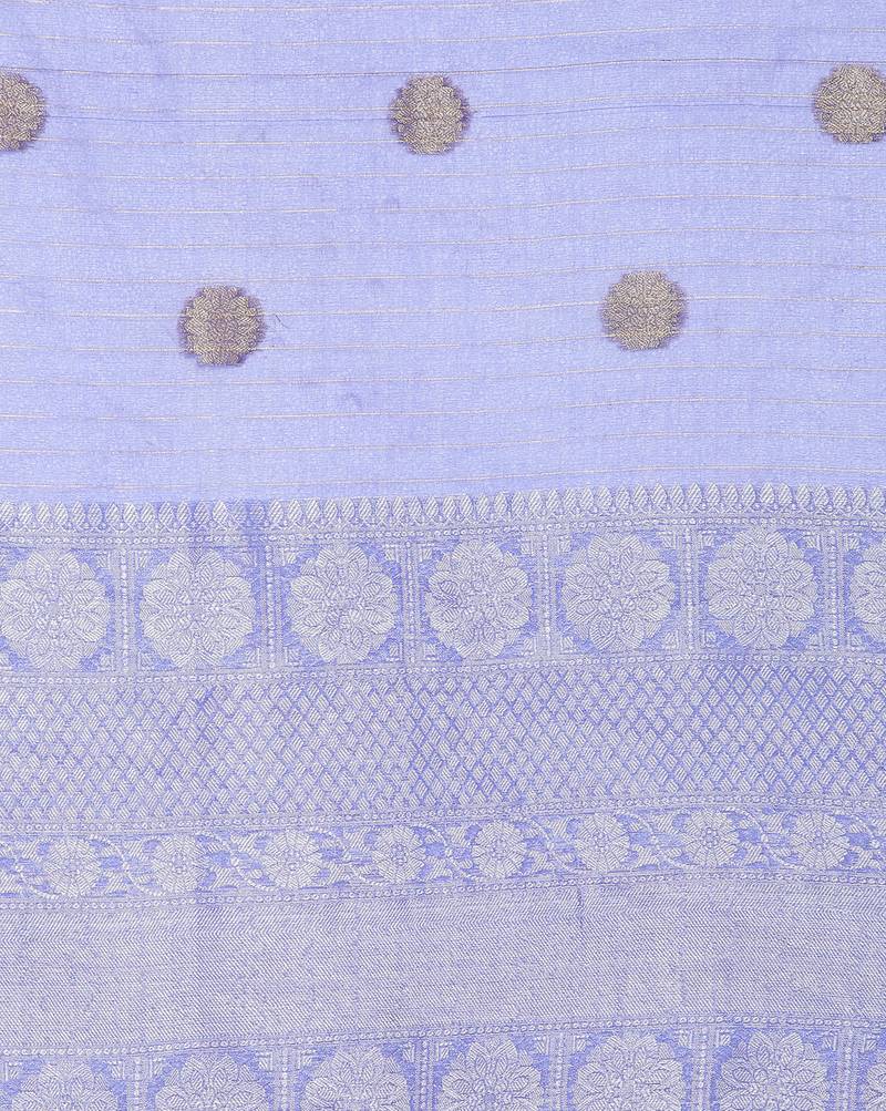 pink Oraganza Silk Banarasi Zari Booti Skirt Border Saree