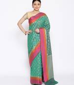 green Silk Blend Banarasi Satan Border saree