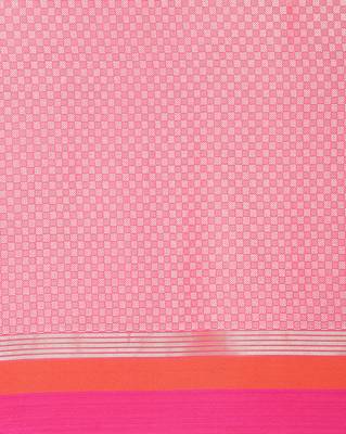 pink Silk Blend Banarasi Satan Border saree 5