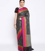 black Silk Blend Banarasi Satan Border saree
