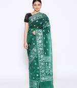 green Oraganza Silk Banarasi Rupa  Zari Booti  Saree