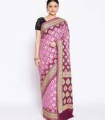 purple Banarasi Cotton Silk  Bandhej Saree