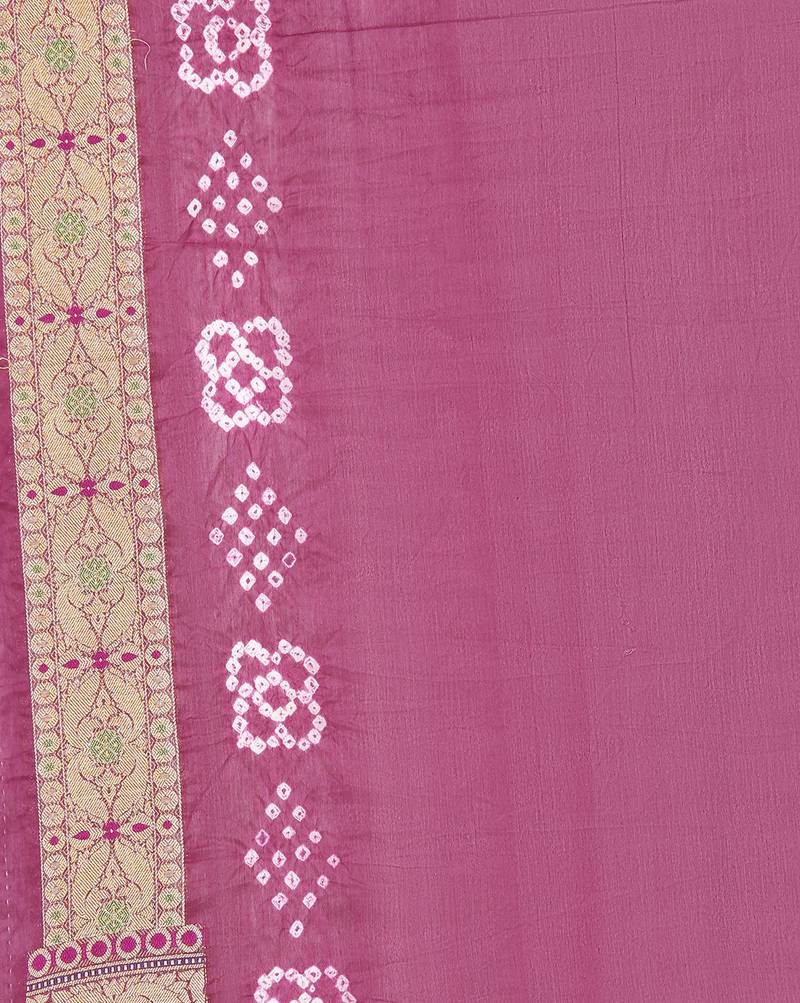 purple Banarasi Cotton Silk  Bandhej Saree