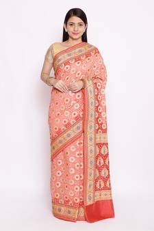pink Banarasi Cotton Silk  Bandhej Saree