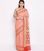 pink Banarasi Cotton Silk  Bandhej Saree
