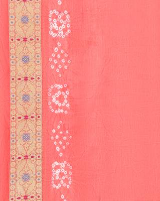 pink Banarasi Cotton Silk  Bandhej Saree 5