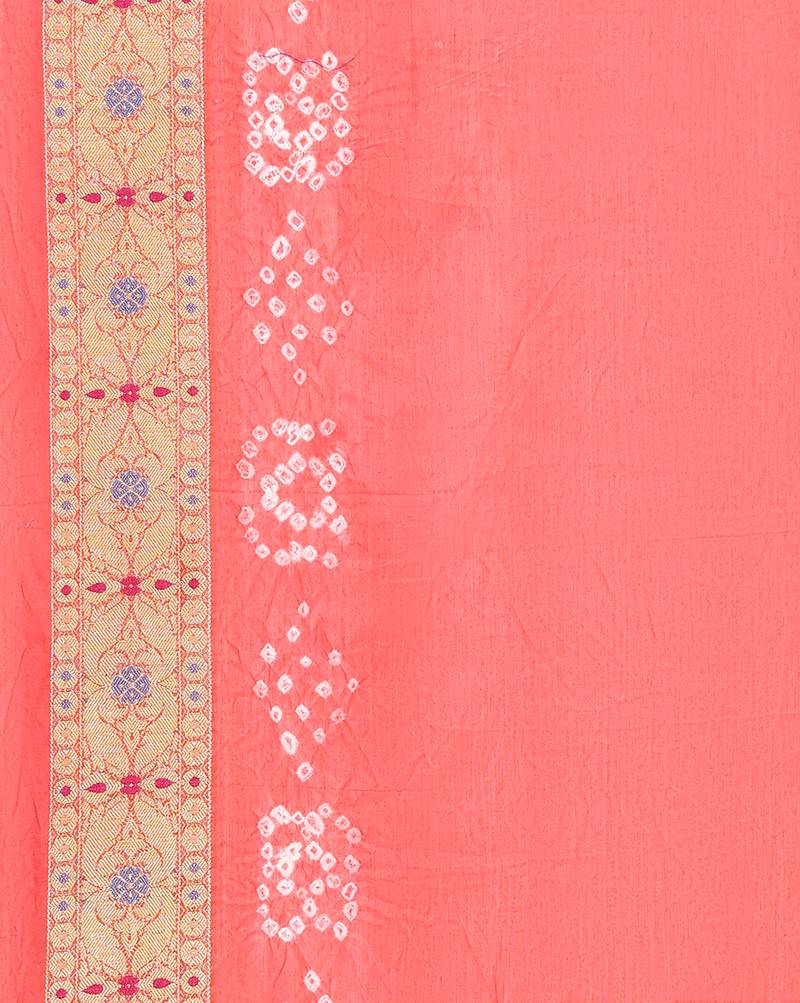 pink Banarasi Cotton Silk  Bandhej Saree