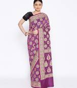purple Banarasi Cotton Silk  Bandhej Saree