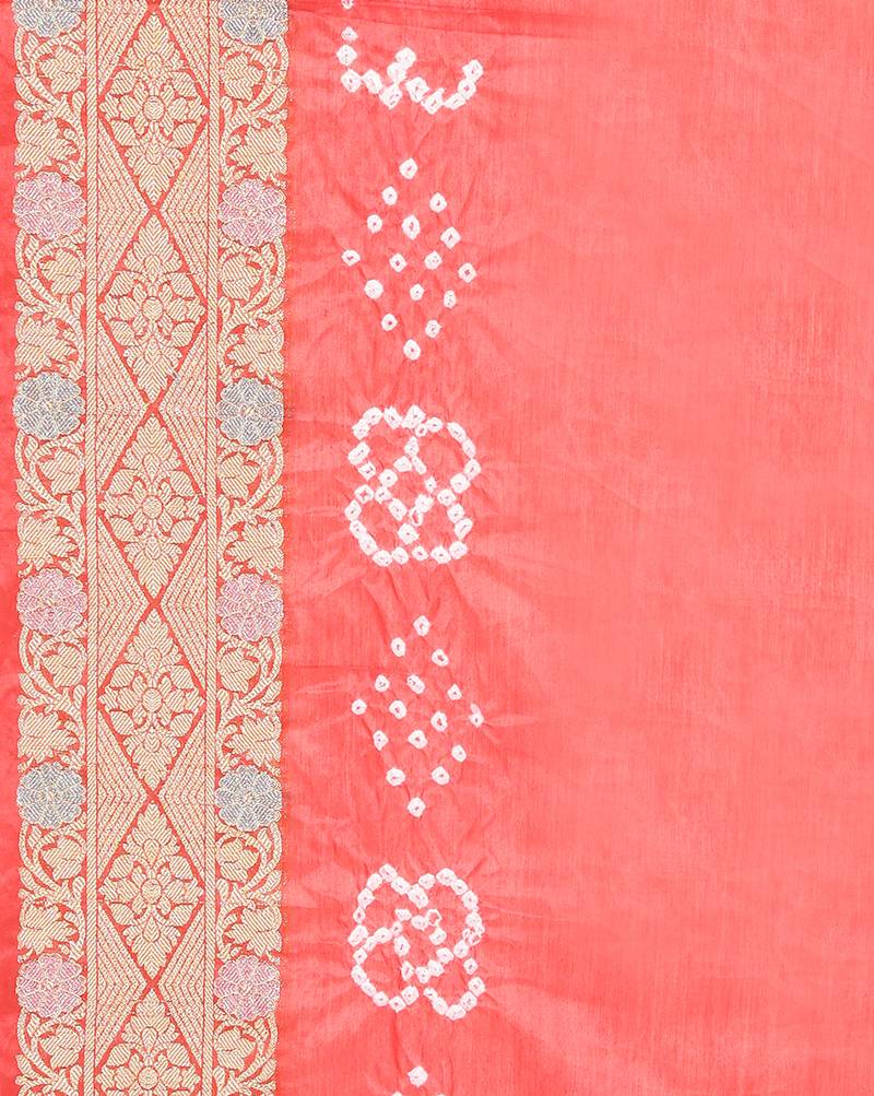 pink Banarasi Cotton Silk  Bandhej Saree