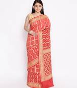 red Banarasi Cotton Silk  Bandhej Saree