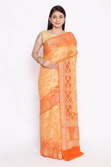 multicolor Banarasi Cotton Silk  Bandhej Saree
