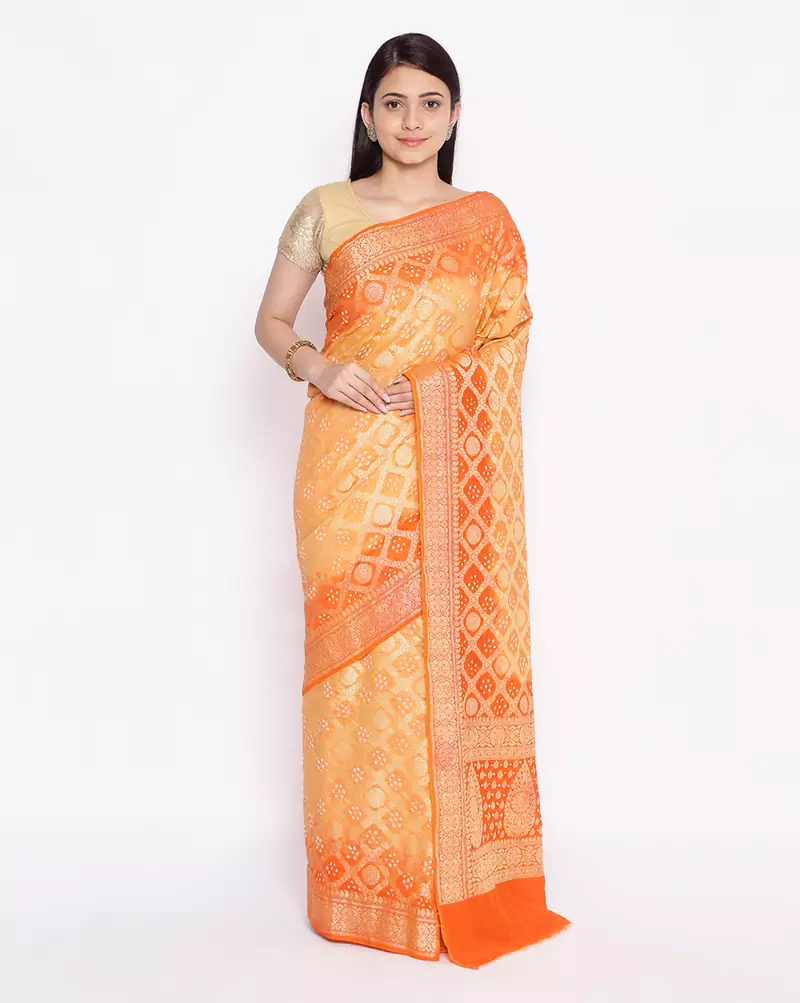 multicolor Banarasi Cotton Silk  Bandhej Saree
