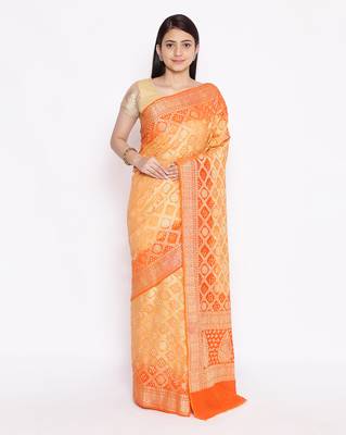 multicolor Banarasi Cotton Silk  Bandhej Saree 1