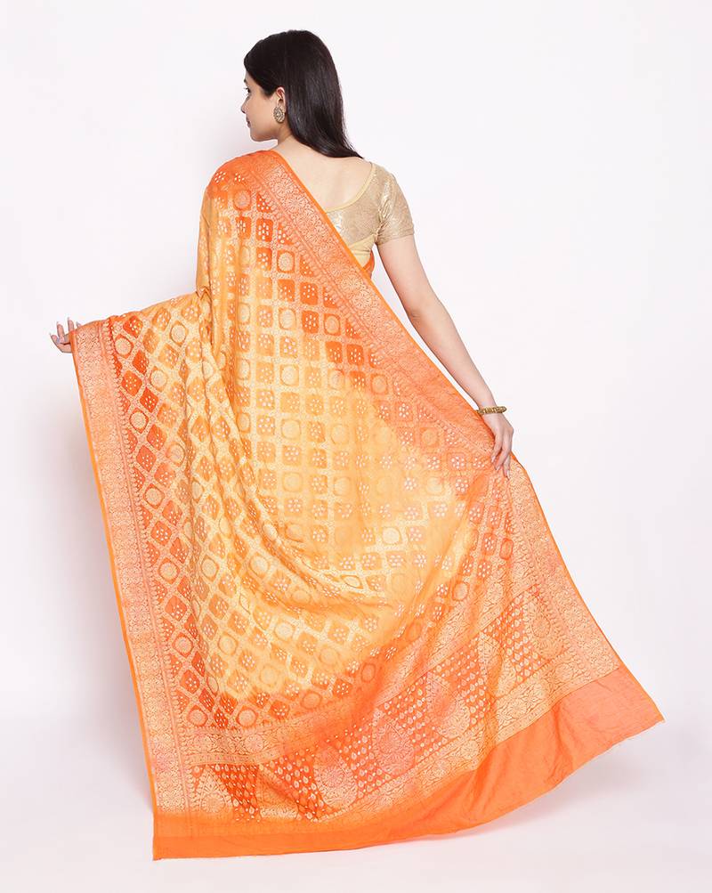 multicolor Banarasi Cotton Silk  Bandhej Saree