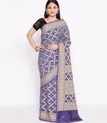 blue Banarasi Cotton Silk  Bandhej Saree