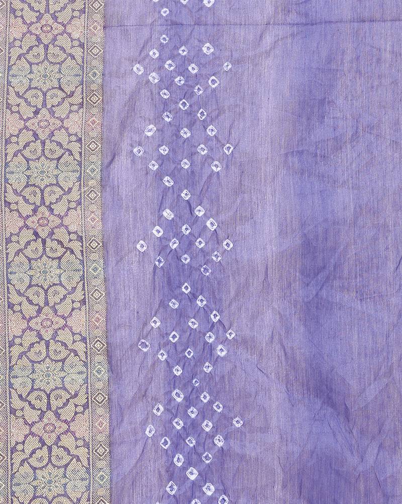 blue Banarasi Cotton Silk  Bandhej Saree