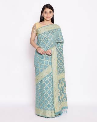 grey Banarasi Cotton Silk  Bandhej Saree 1