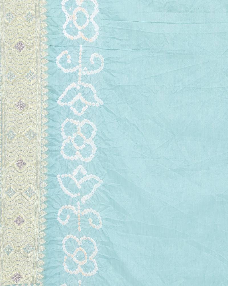 grey Banarasi Cotton Silk  Bandhej Saree