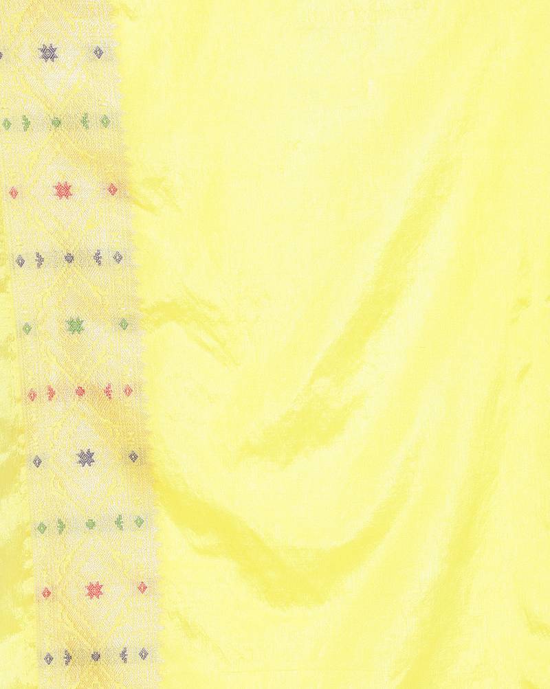 yellow Dupion Silk Banarasi Meena Jaal Saree