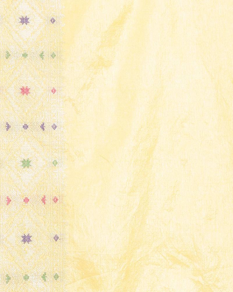 yellow Dupion Silk Banarasi Meena Jaal Saree
