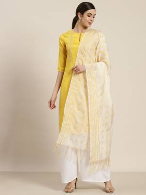 Offwhite Chanderi Woven Dupatta 1