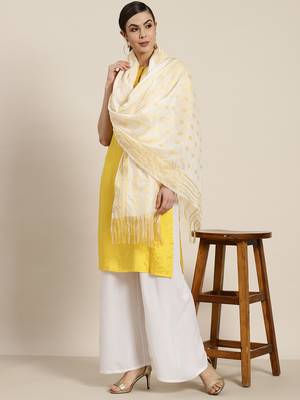 Offwhite Chanderi Woven Dupatta 2
