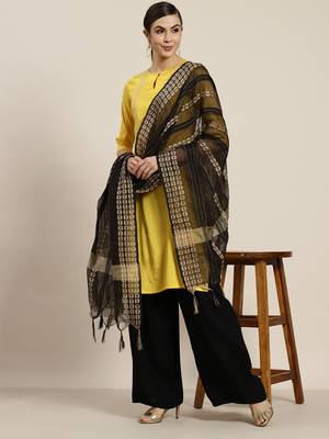 Black Chanderi Woven Dupatta 2