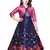 Navy Blue and Pink  Taffeta Silk Jacket Style Digital Printed ReadyMade Gown Dress For Girls
