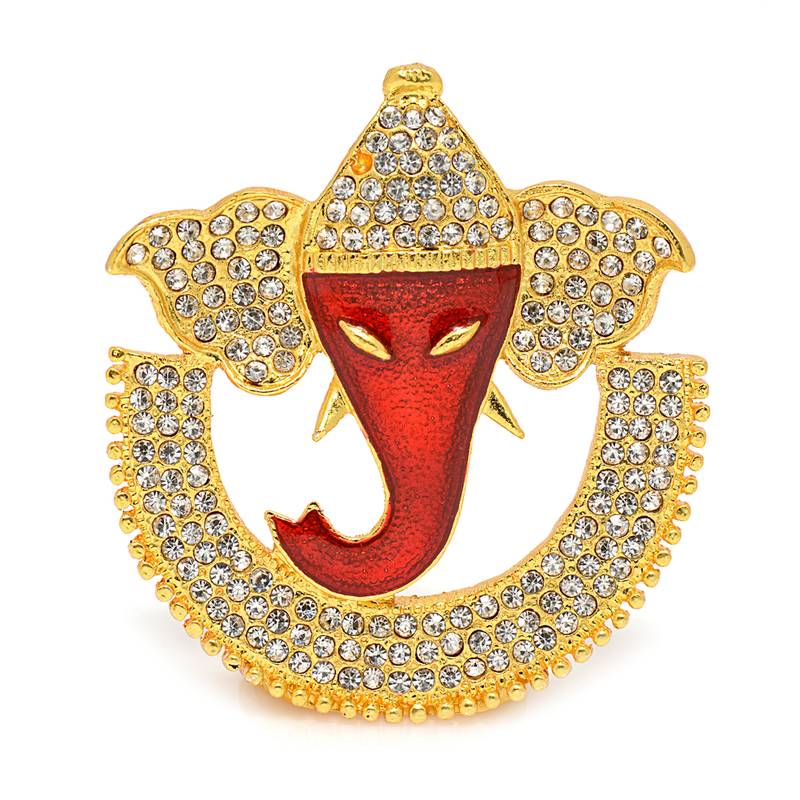 Religious Metal and stone studded Chand Ganesh Idol