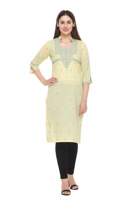 Lemon woven cotton cotton-kurtis 1